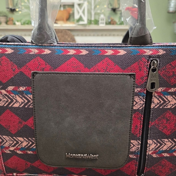 NWT Montana West Red and Black Geometric Tote - Picture 3 of 10
